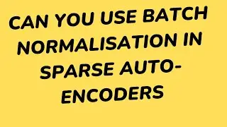 Can you use Batch Normalisation in Sparse Auto-encoders | Data Science Interview Questions