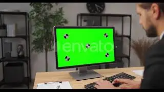 Businessman Using Computer with Green Screen | Stock Footage - Envato elements