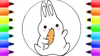 How to Draw a CUTE Rabbit Eating a Carrot | Easy Drawing Tutorial (KAWAII)
