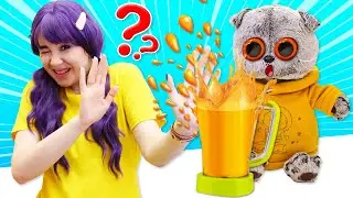 Кот Басик не закрыл крышку блендера! 💥 Видео про мягкие игрушки и игры в готовку для детей