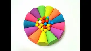 DIY How To Make Kinetic Sand Ice Cream Cups Rainbow with Bubble Gum Learn Colors