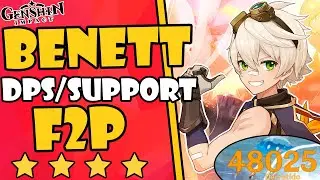 ✅BENNETT BUILD en 5 MINUTOS 🔥EL MEJOR 4 ESTRELLAS DPS/SUPPORT F2P ARMAS💎build Bennett Genshin Impact
