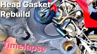 Head gasket rebuild on Buell Lightning/Sportster motor. Timelapse.