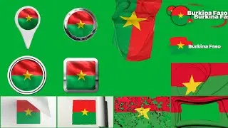 Burkina Faso Multi Flag PACK Green Screen + Alpha