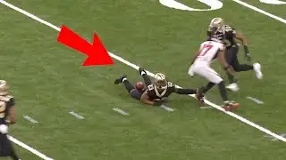 Football sticks to Marshon Lattimore's leg for unreal pick!