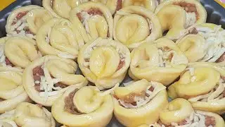 Пирог ХРИЗАНТЕМА!💯За уши не оттащишь,так ВКУСНО 💯💣 Очень ПРОСТО и ВКУСНО!100 г фарш и Мука