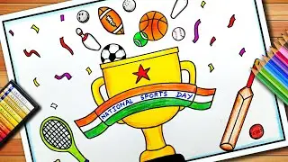 National Sports Day Drawing | National Sports Day Poster | Sports Day Drawing | Sports Day Poster