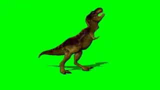 T-rex dinosaur runs - green screen effect