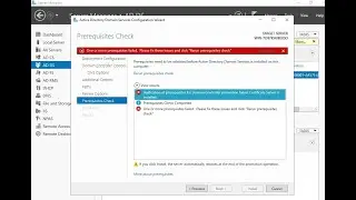 verification of prerequisites for domain controller promotion failed  