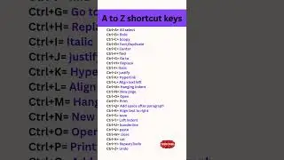 Compurt shortcut keys | shortcut keys of Computer | Ctrl a to Z shortcut keys 