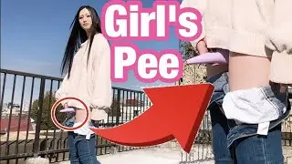 Girls also can pee with standing!? - Japanese beautiful piss.