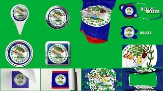 Belieze Multi Flag PACK Green Screen + Alpha