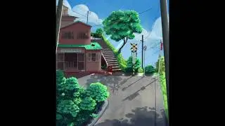 Clip Studio paint  time-lapse: Ghibili inspired background art.