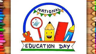 National Education Day Drawing | National Education Day Easy Drawing | National Education Day Poster