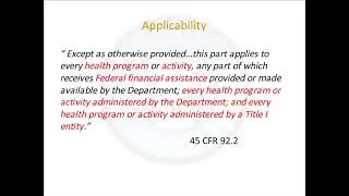 Compliance with Section 1557 of the Affordable Care Act: Non-discrimination