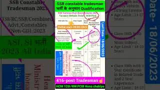 SSB constable tradesman & Other post- Online start 