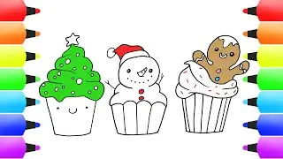 CUTE Christmas CUPCAKES (Christmas Tree, Gingerbread Man, Snowman) | Xmas Drawings for Kids