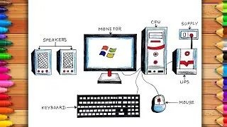 How to draw Desktop Computer Step by Step | Computer Parts Drawing | Desktop Computer Drawing Easily