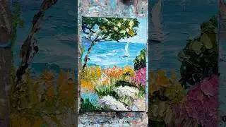 как написать море и берег с цветами