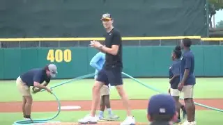 WSFA's Davis Baker throws first pitch at Biscuits game