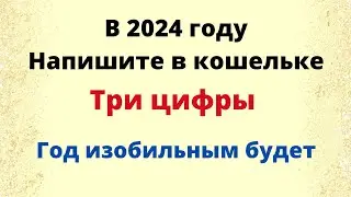 В 2024 году напишите в кошельке - Три цифры. Весь год будет изобильным.