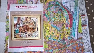 Китайский набор для вышивки от Joy Sunday с AliExpress. Копия Dimensions 35164 кот Леонардо.