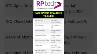 Rashi Peripherals IPO Timeline 
