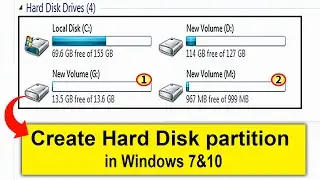 How to Create Hard Disk Partition in Windows 7&10 || Create New Drive (2023)
