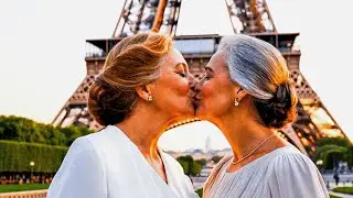 Mature French Women Kissing in Paris | Lesbian Kissing Video
