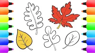 Drawing FALL Leaves - Autumn Leaves Drawing and Coloring for Kids