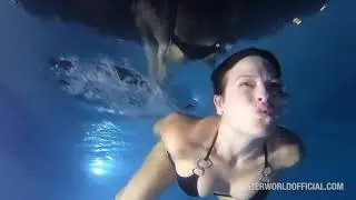 Sandra Swimming And Diving the Pool by Night